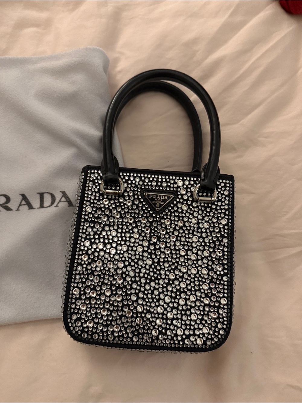 Black Crystal-Studded Mini Satchel